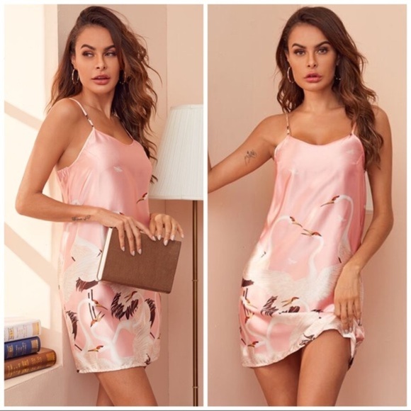 New Pink Satin Silk-Like Nightgown - Picture 2 of 3